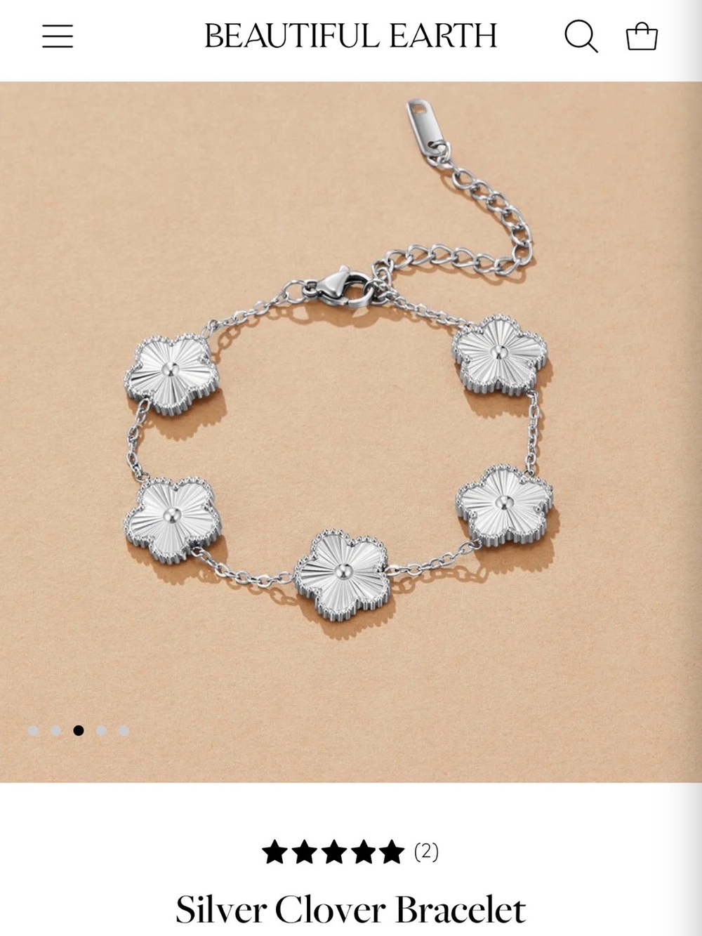 Beautiful Earth Silver Clover Bracelet